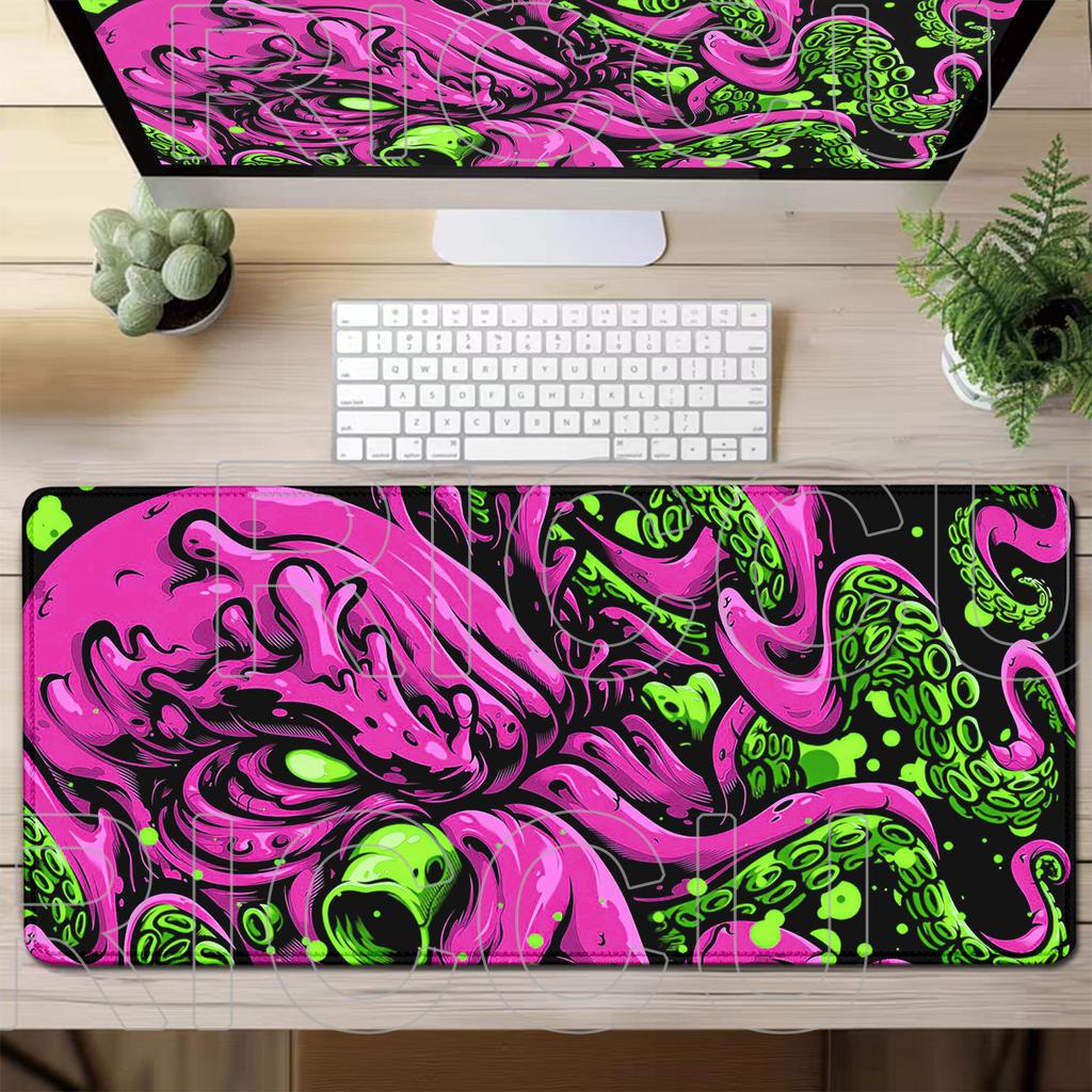 Oktopus Meeresungeheuer Punk Mauspad Groß Gamer Tastatur Schreibtischmatte Computer Gaming Matte XXL Erweitert 30x60cm Büro PC Zubehör