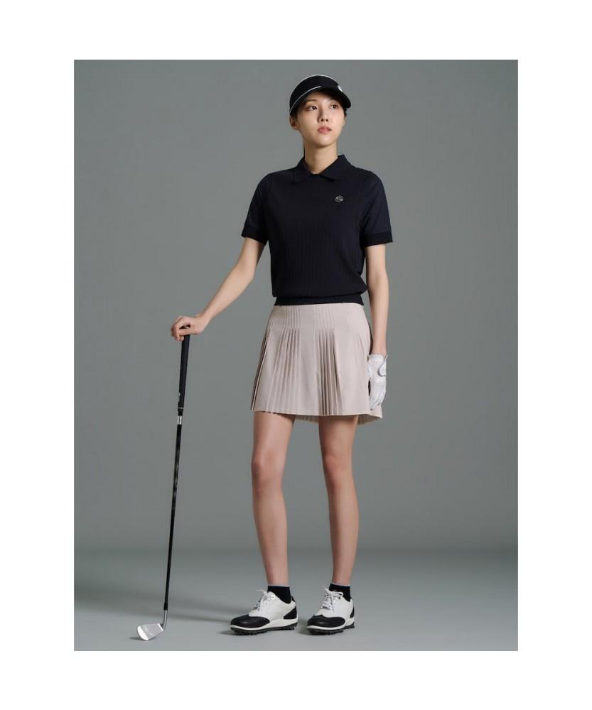 BEANPOLE GOLF [B_Under] Women'S Knit Hybrid Collar Short Sleeve T-Shirt - Black
