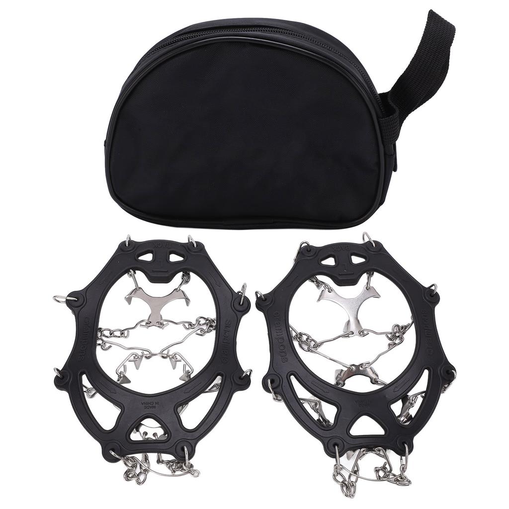 2 Pcs Outdoor 12 Tooth Mountaineering Crampons Stainless Steel Crampons Snow Anti Slip Shoe Covers Black