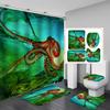 Ocean Monster Octopus Print Shower Curtain Set Waterproof Bathroom Curtain Set With Rugs Toilet Cover Mat For Bathroom Decor