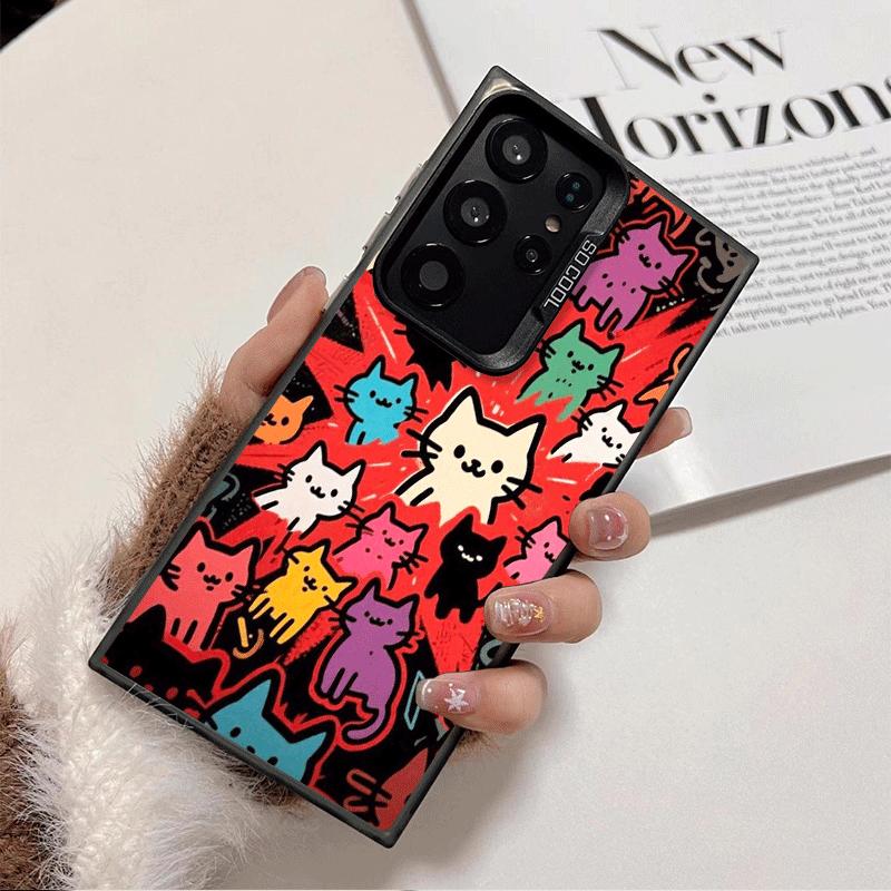 Cartoon Cute Cats Theme Shockproof Phone Case for Samsung Galaxy S26 Edge S25 Ultra S24 FE S23 Plus S21 Cover Anti Fall Fundas