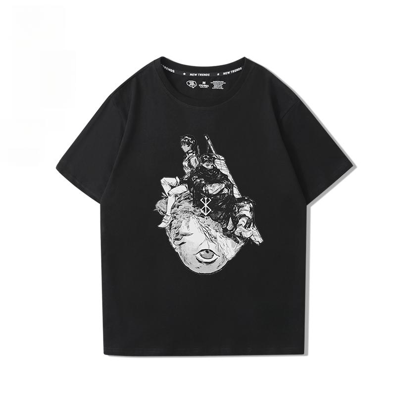 Berserk Anime Hübscher Druck 100% Baumwoll-T-Shirt Sommer Herren Lässig Bequem Atmungsaktiv Streetwear
