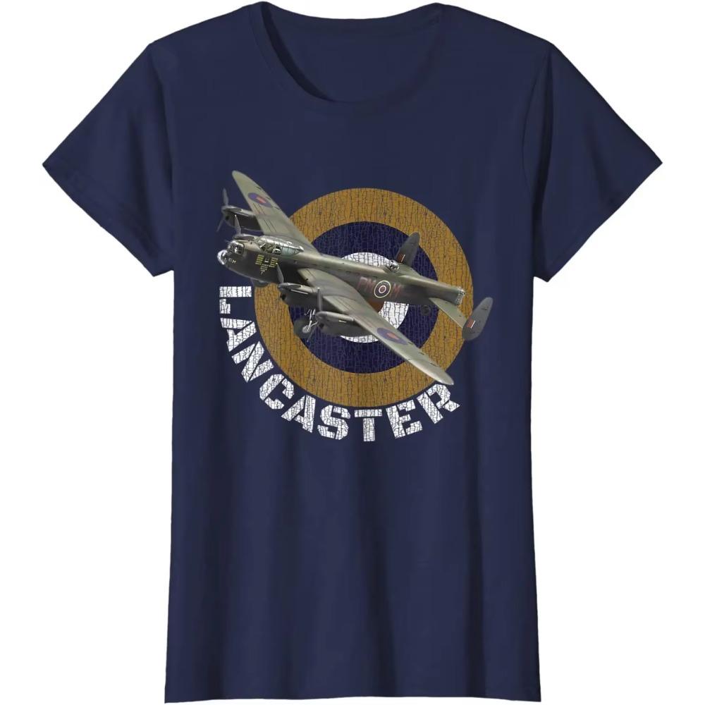 

Футболка с изображением тяжелого бомбардировщика Lancaster British Warplanes Второй мировой войны. Хлопковая мужская футболка премиум-класса с коротким рукавом и круглым вырезом, новинка S-3XL XXXXXL темно-синий