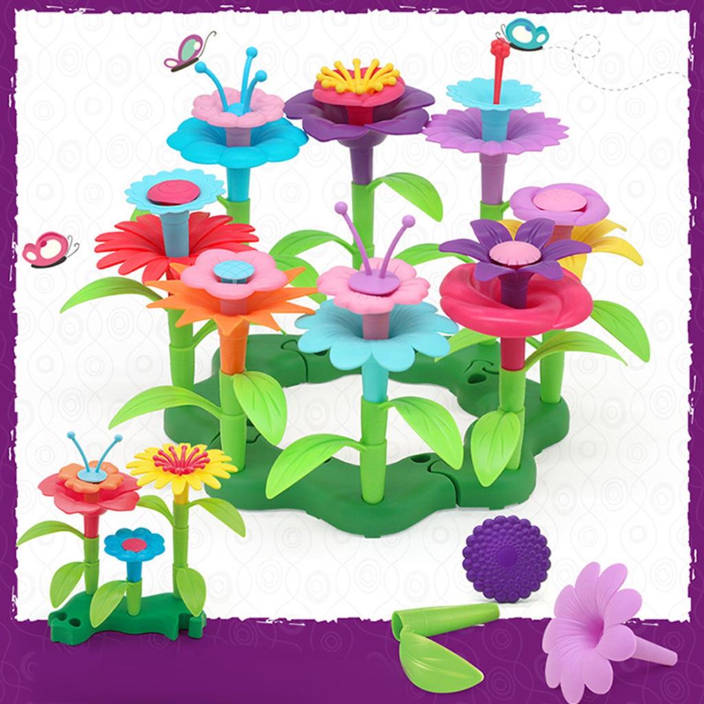 52PCS Children Puzzle Variety Colorful Flowers DIY Assembled Spelling Garden Toy