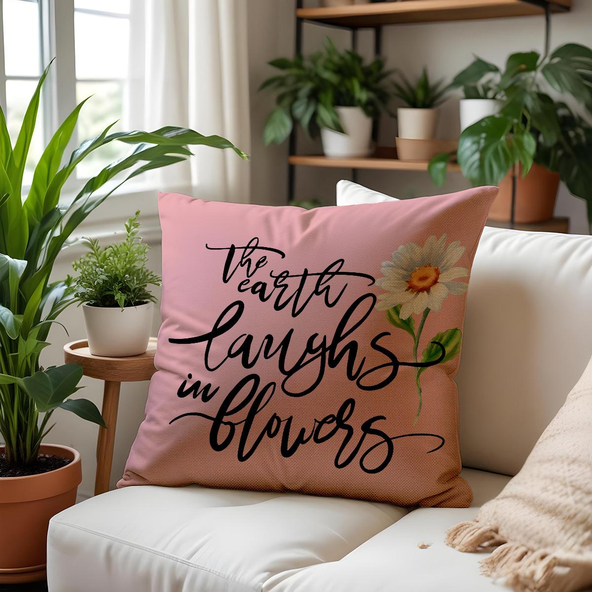 

Комбинированные подушки Простые буквы Весенний принт Диванная подушка Прикроватная подушка Лен Грязеотталкивающая Обнимашки 45 * 45Cm