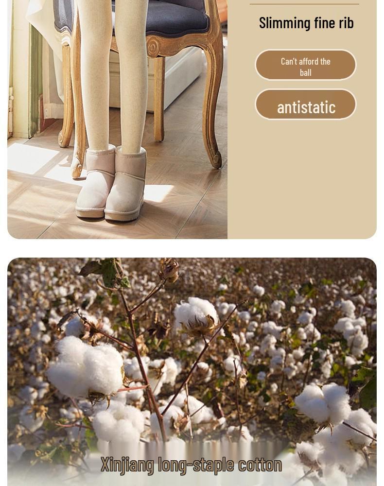 Women's High-Waist Ribbed Leggings - 500g Combed Cotton Fleece-Lined, Slimming & Anti-Pill, for Autumn/Winter