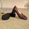 Buty Mary Jane na grubym obcasie Retro kwadratowy nosek Damskie buty Temperament Pojedyncze buty Francuskie eleganckie buty do pracy Płytkie wycięcie Wysokie obcasy