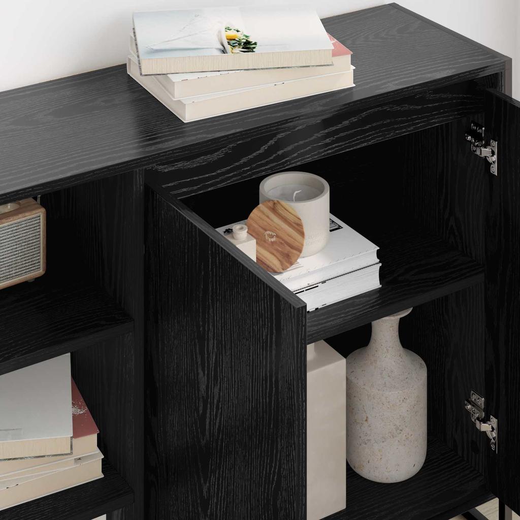 Side Cabinet Black Oak Effect 96.5 x 30 x 75 cm