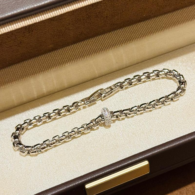 17CM Luxury Pure 925 Sterling Silver Jewelry for Women Rock Design Classic Silver Zircon Steam Punk Jewelry Party Bracelet