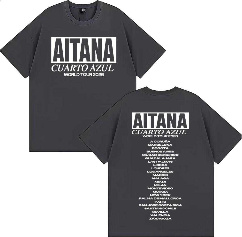 Aitana Cuarto Azul Wdrld Tour 2026 Printed Tshirts Unisex WOMEN Harajuku Comfortable and Loose Unisexs and WOMENs Tshirts