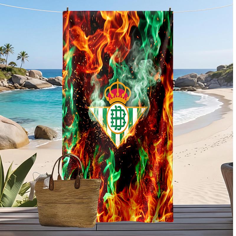 Real Betis Football Print Beach Towel, Large Soft Quick Dry Towel for Beach Camping Swimming