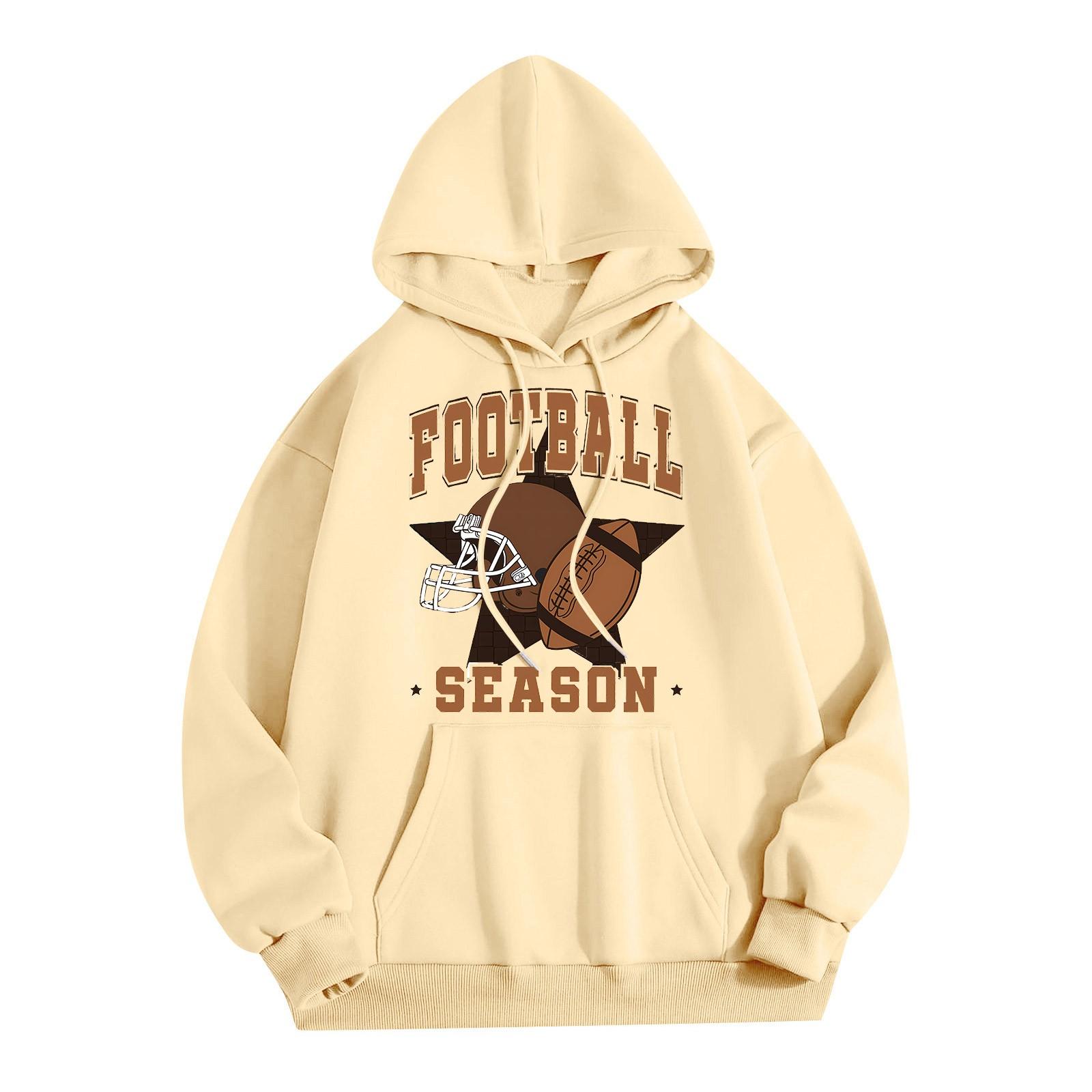 

Женская модная легкая толстовка с длинными рукавами и карманами с принтом регби XXL жёлтый