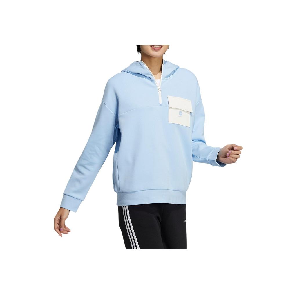 Adidas Neo Thickened Sports Hoodie Women Tops Blue HE4492