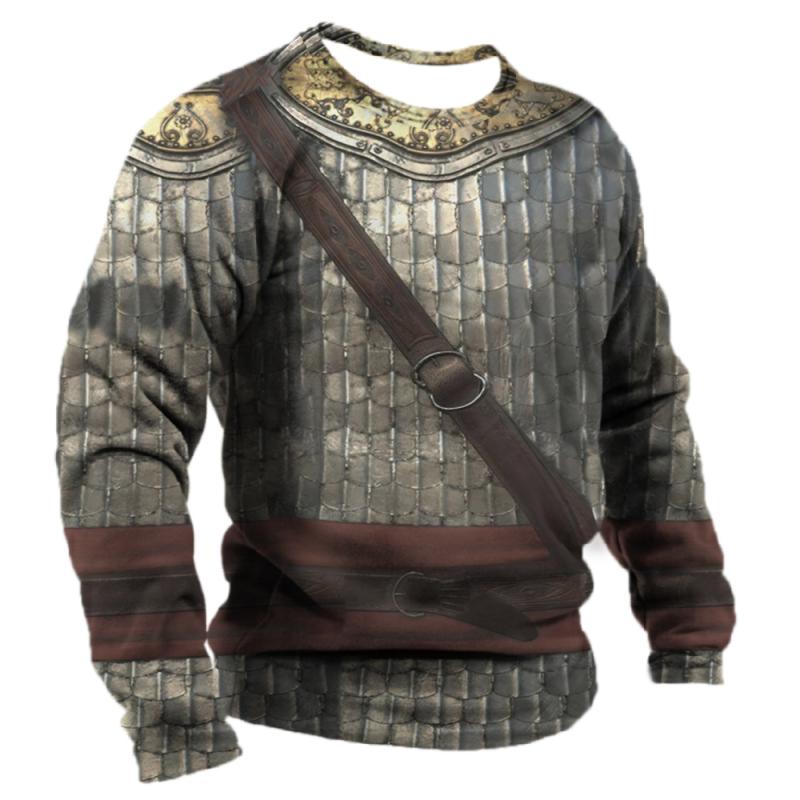 

Модные мужские футболки с длинным рукавом с принтом доспехов, весна-осень, имитация хлопка, спортивная повседневная одежда для фитнеса, свободные топы больших размеров 6XL