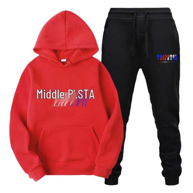 Trapstar Streetwear Hooded Fleece Sweatshirt Casual Sport Two-Piece Set for Men & Women