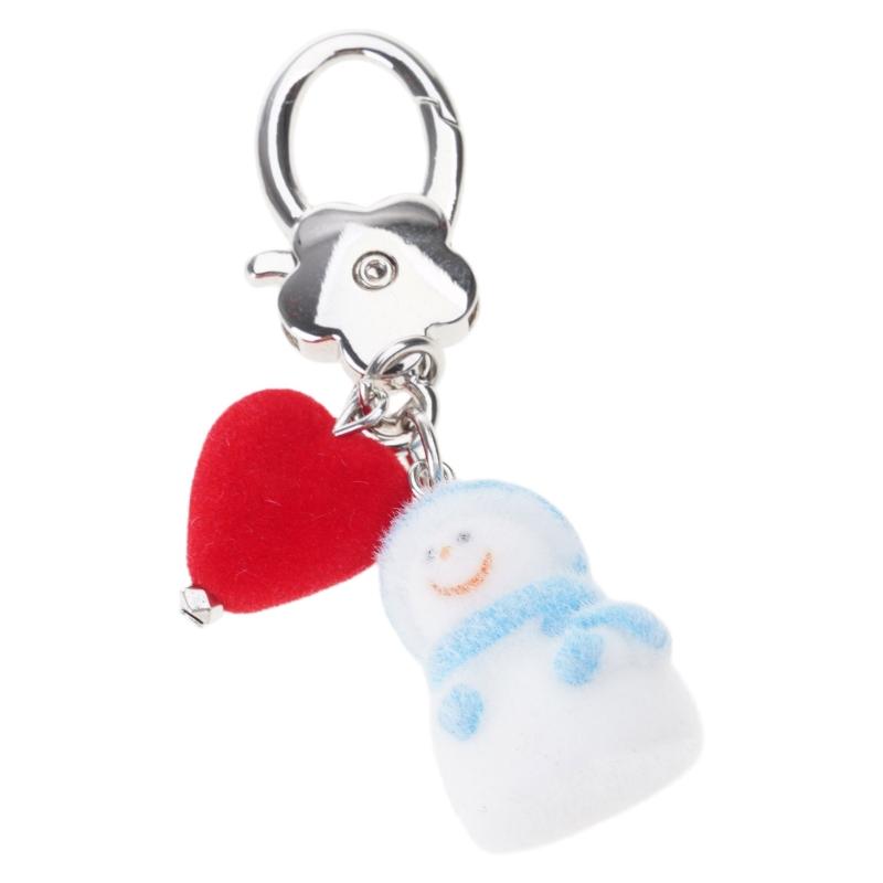 

Flocking Snowman Keychain Ornament Soft Velvety Texture Festive Winter Decors For Christmas Tree Bag Charm 1