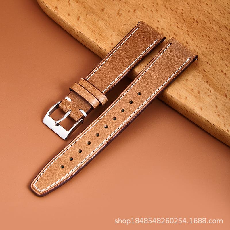 

High-End Leather Square Tail Strap Suitable For 20Mm22Mm Soft Leather Quick-Release Strap Hot Product 20MM светло-коричневого