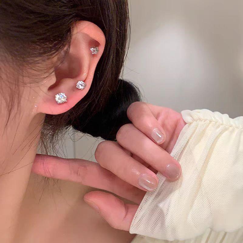 Blitz Zirkon Krallen Ohrstecker - Titanstahl, Schraubverschluss Luxus Muschel Ohrstecker für Damen