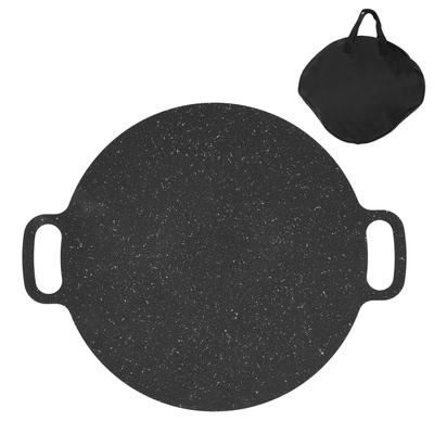 Korean Grill Pan Round Non Stick Iron Medical Stone Coating Good Insulation BBQ Griddle with Oxford
