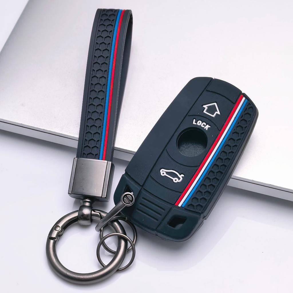 Key Fob Cover for BMW X1 X3 X4 X5 X6 with Keychain Anti-Scratch Guard Shockproof Protection Soft Grip Texture Responsive Button Touch
