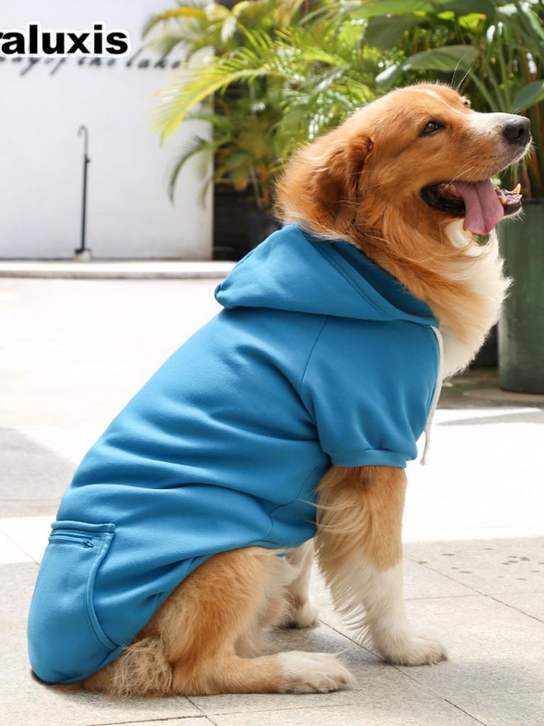 Fall Winter Fleece Golden Retriever Pocket Cat Dog Hoodie for Large Small Dogs Cats Pet Apparel