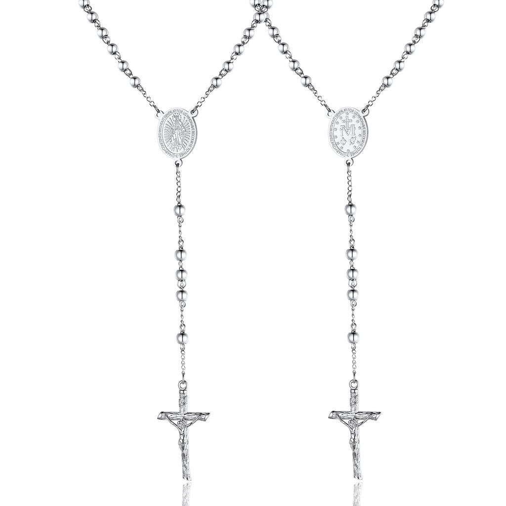 ChainsPro Y-shaped Long Necklace for Women, Cross, Crucifix, Virgin Mary, Miraculous Medal, Rosary Accessory