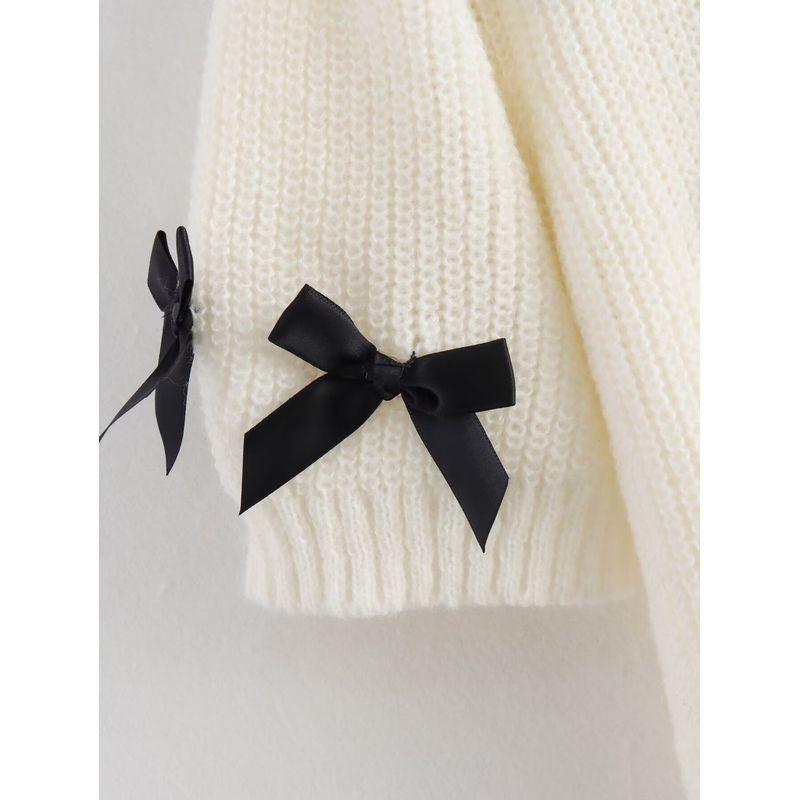 Kaslead New Arrival Women's Clothing Fashion Style Fashion Casual Easiest for Match Minimalist Bowknot Decoration Short Sleeve Knitting Sweater