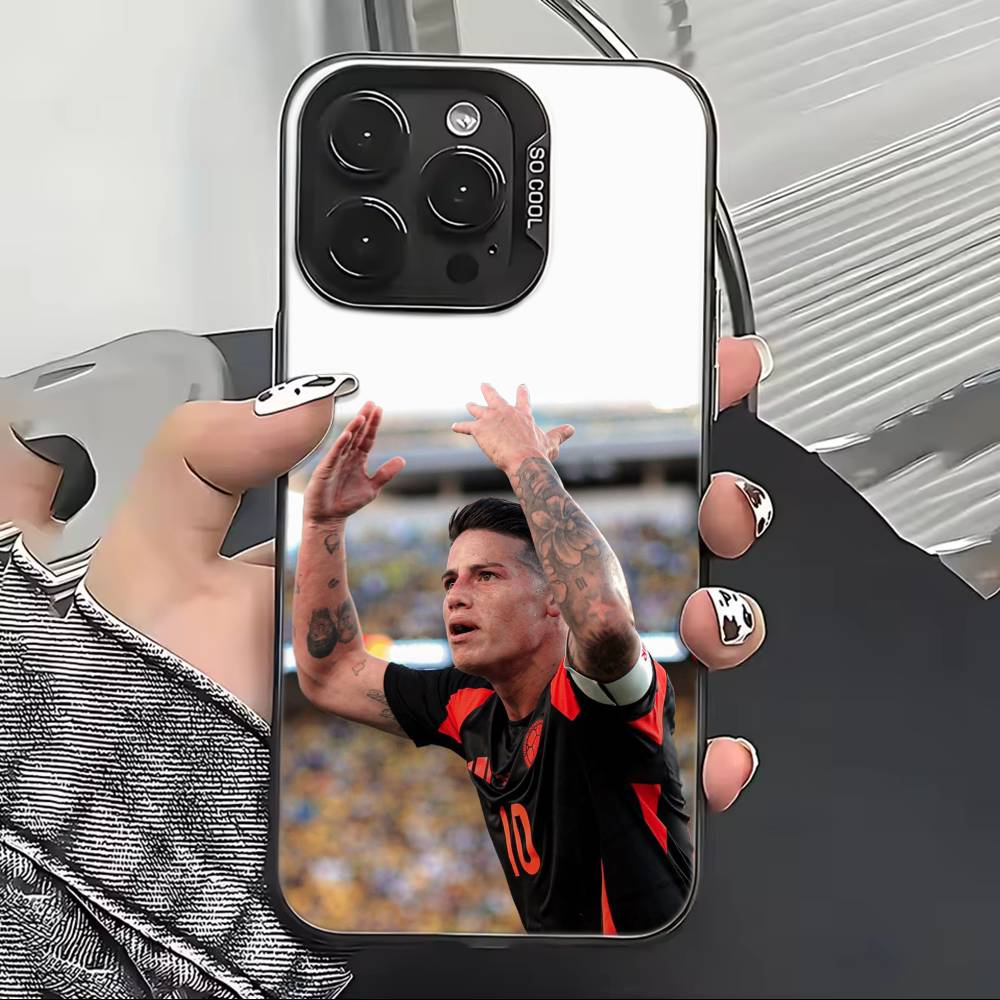 Football J-James Rodriguez Phone Case For iPhone 17,16,15,14,13,12,11 Plus,Pro Max,XS,Colorful Silver Black Cover