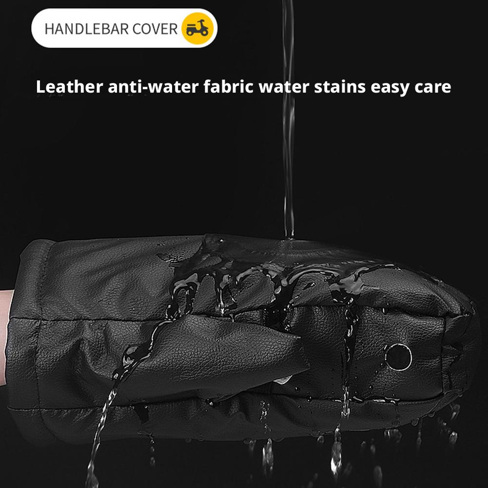 2PCS Winter Electric Bike Gloves - Warm Thickened Handle Covers, Rainproof & Windproof Motorcycle PU Leather Hand Protective