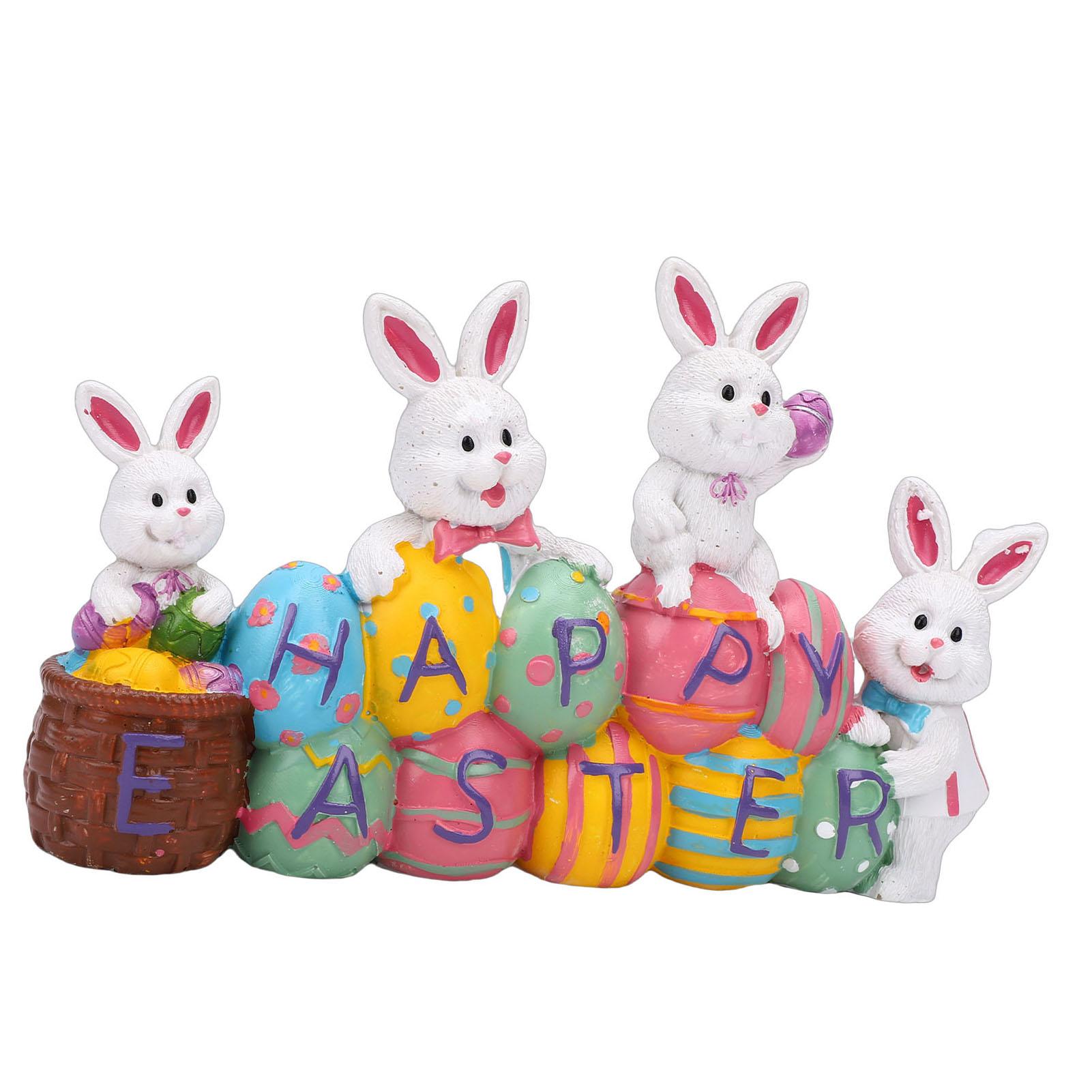 

Easter Egg Bunny Figurine 10 Eggs 4 s Resin Ornament for Dining Table Mantel Windowsill Decoration