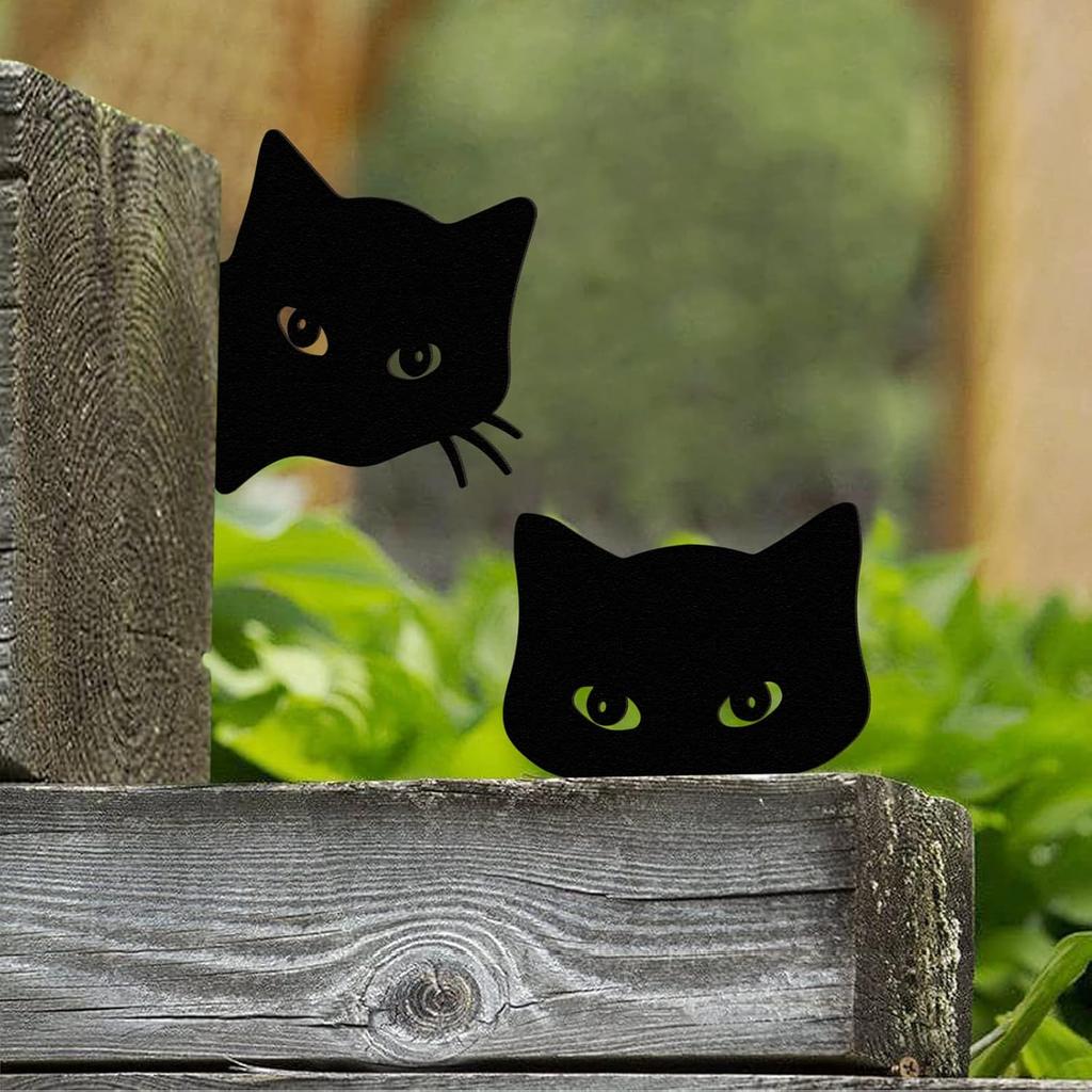 Qmetalart Black Cat Decorations Metal Garden Yard Art Decor Farmhouse Home Decor Outdoor Ornaments Décor Courtyard Lawn Gift Ideal for Cat Lovers
