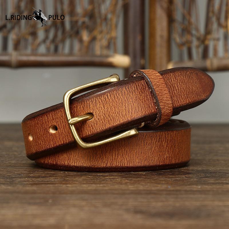 Thickened Genuine Leather Cowhide Belt for Women Pin Buckle Simple Retro Versatile Belt for Women