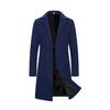 Frühling Herbst Langer Baumwollmantel Wollmischung Reine Farbe Casual Business Fashion Herrenbekleidung Schlanke Windjacke
