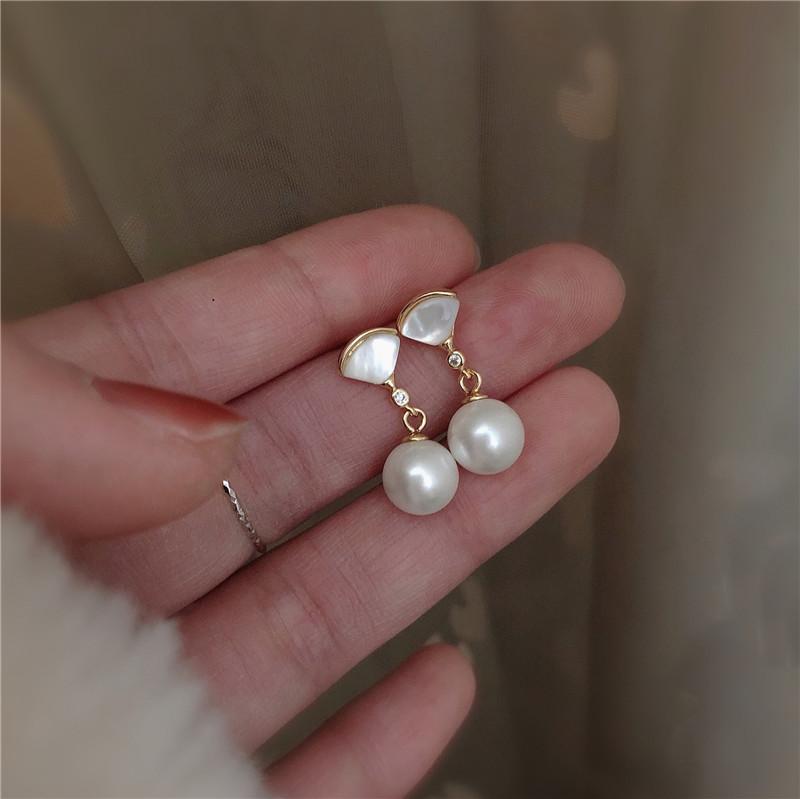 925 Silver Drop Earrings Hoop Pearl Leaf Vintage Irregular For Women Girl Gift Fashion Jewelry Dropship