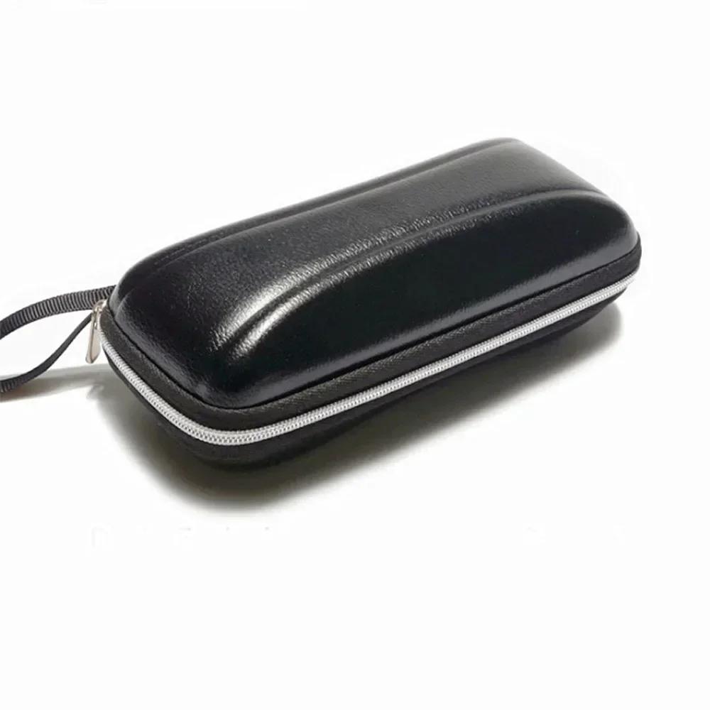 

Black Leather Eyeglass Case Set for Women and Men with Lanyard and Zipper, Perfect for Glasses Storage and Protection чёрный