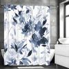 Rideau de douche floral aquarelle abstrait moderne bleu marine, rideau de douche décoratif pour salle de bain, rideau de douche étanche