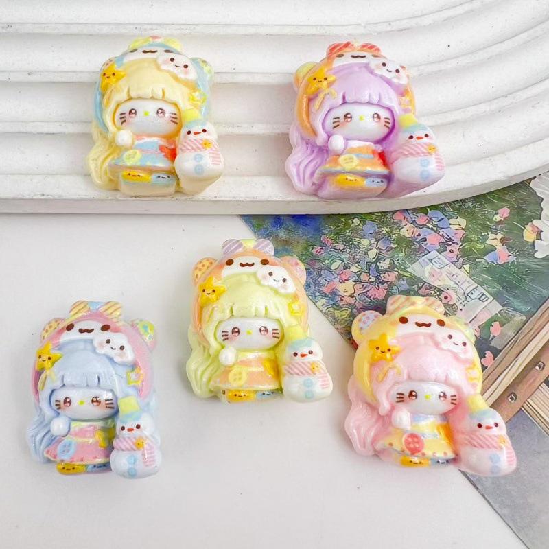 KT Cat DIY Resin Accessories: Cute Handmade Ornaments for Cream Glue, Hair Clips, Phone Lanyards, and Keychains.