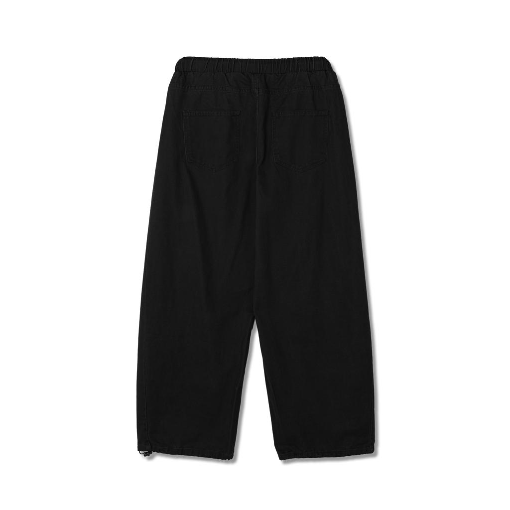 ANDAGAIN Washed Cotton Wide Twill Pants (Black