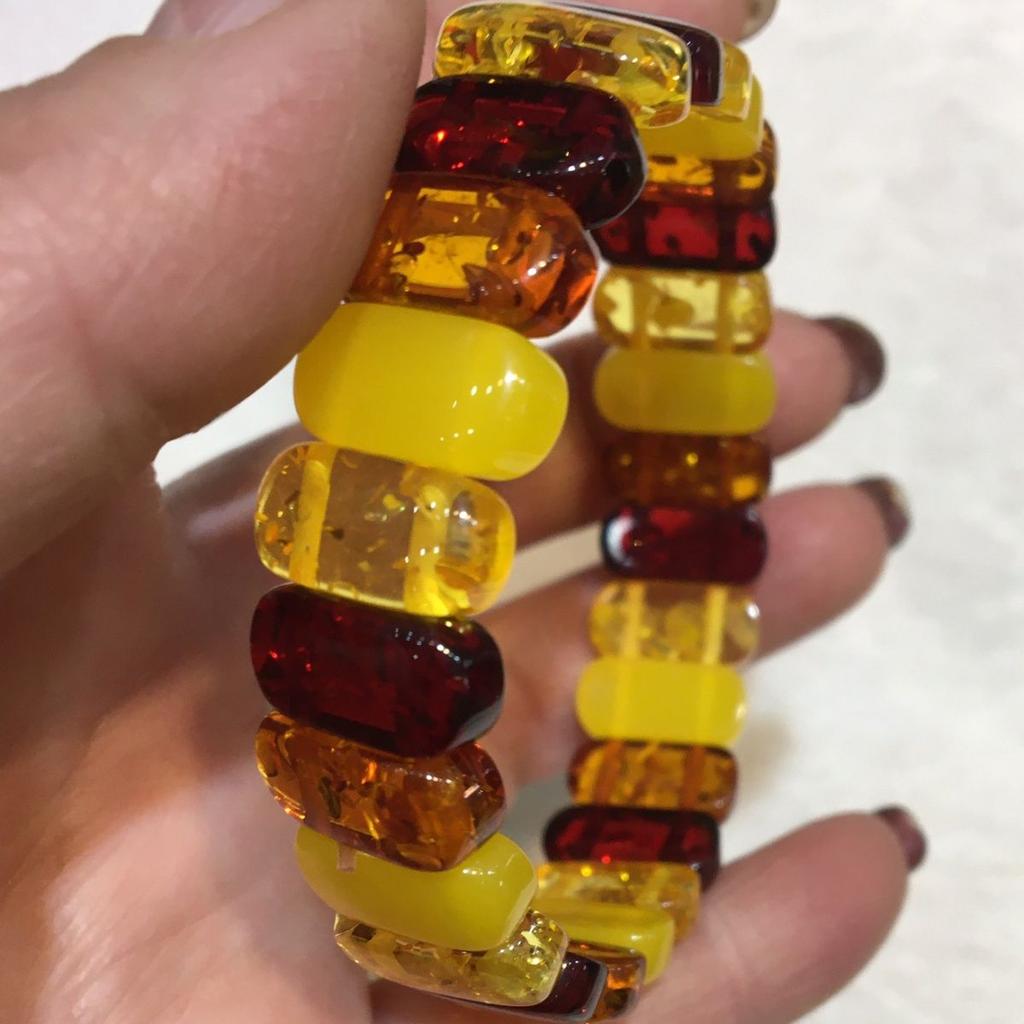 Natuurlijke Kleurrijke Barnsteen Armband Brede Armbanden Mannen Vrouwen Genezende Edelsteen Fijne Sieraden Echte Baltische Bloemen Barnsteen Armbanden