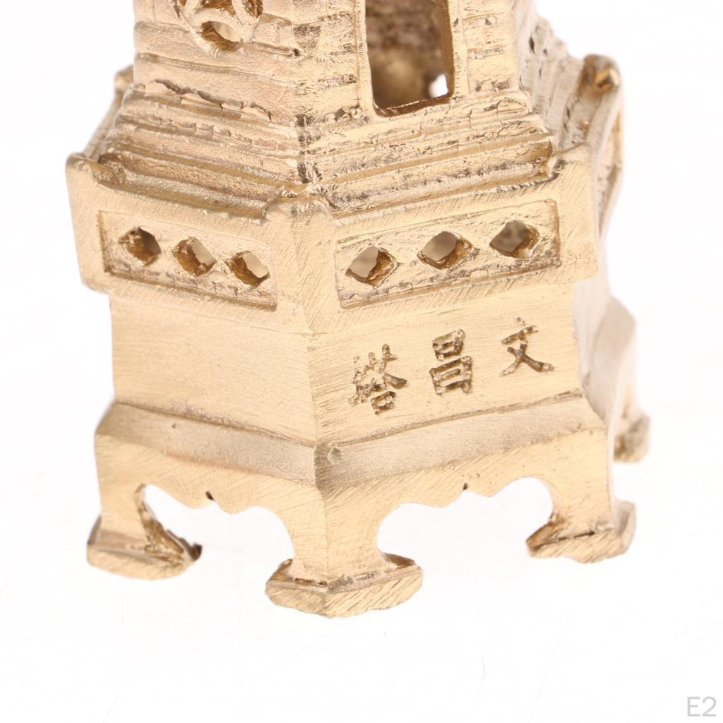 Gold 16x5cm Vintage Copper Pagoda Tower Statue Model Buddhist Temple Model, or Souvenir To Your /
