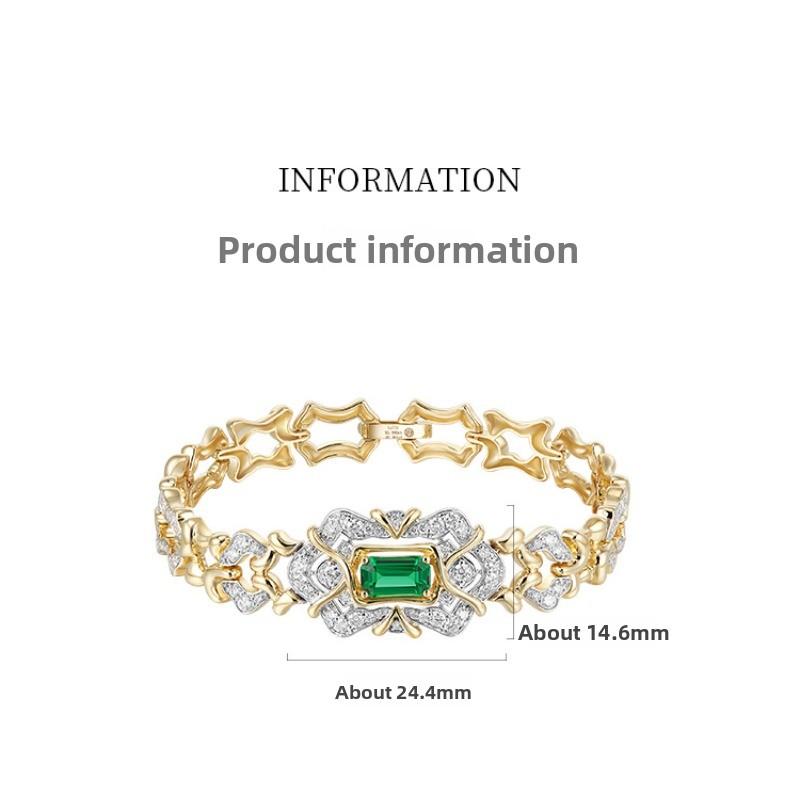 Vintage luxury emerald cluster zircon high-end bracelet - antique style bangle