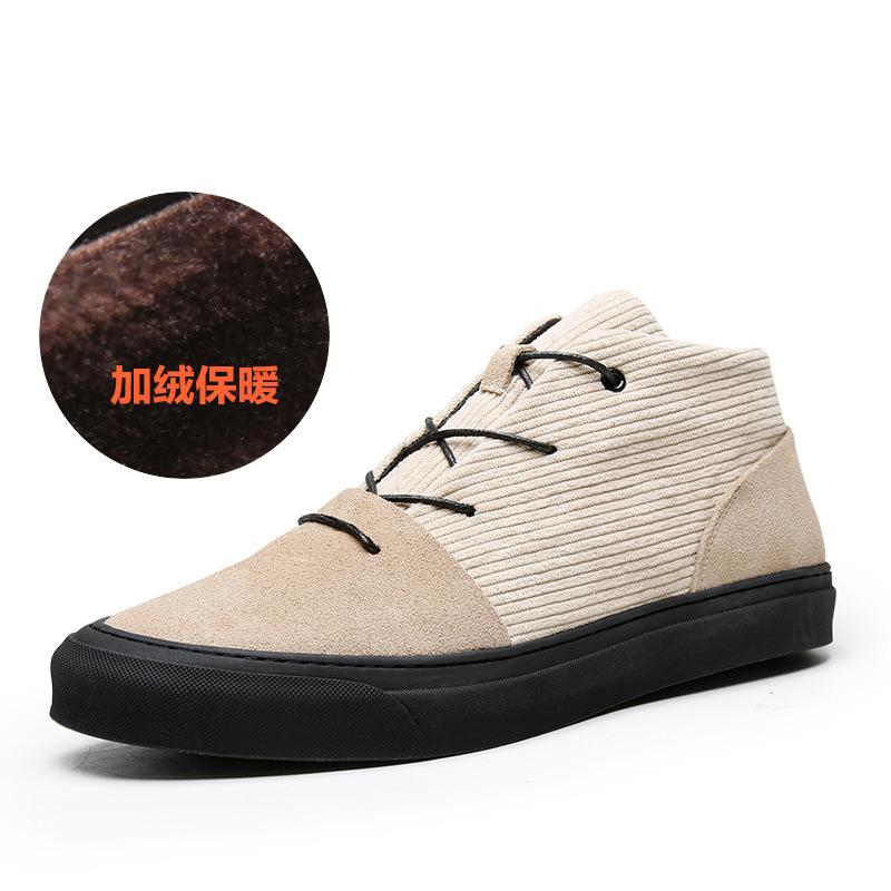 

Winter Japanese tide shoes anti-velvet leather corduroy casual shoes velvet high-top tooling shoes 44