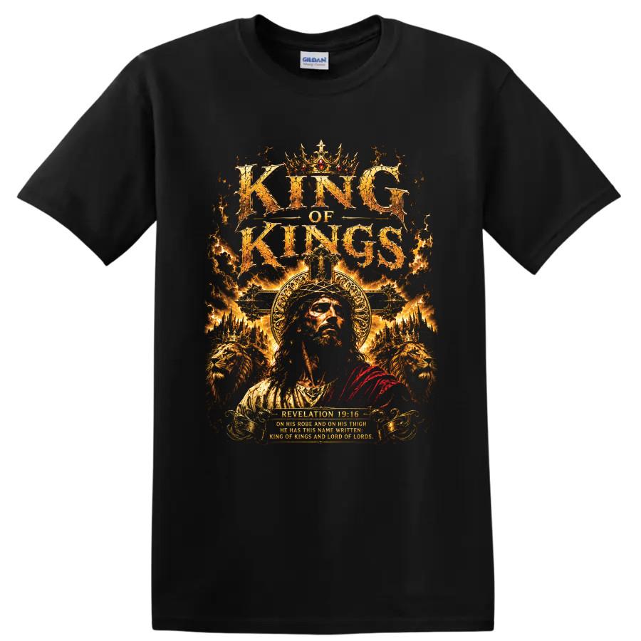 Jesus King of Kings Christian T Shirt W Crown Lions Scripture Faith Biblical Tee