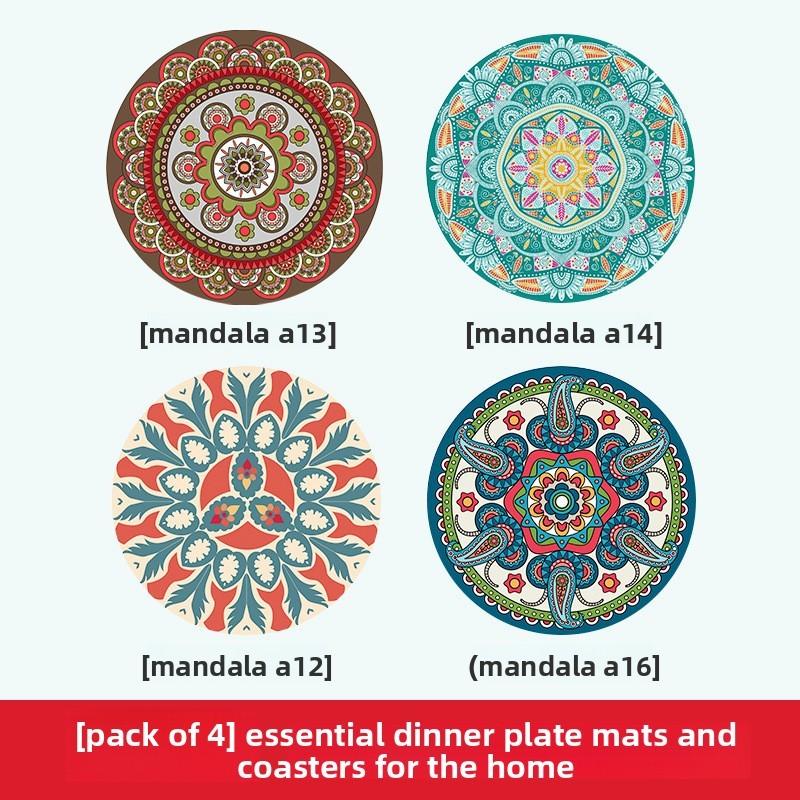 Modern Rubber Coaster Set With Heatresistant Patterned Surface For Home Dining