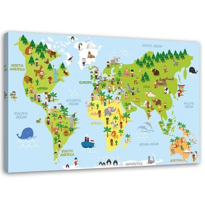 Canvas Print Animals World Map