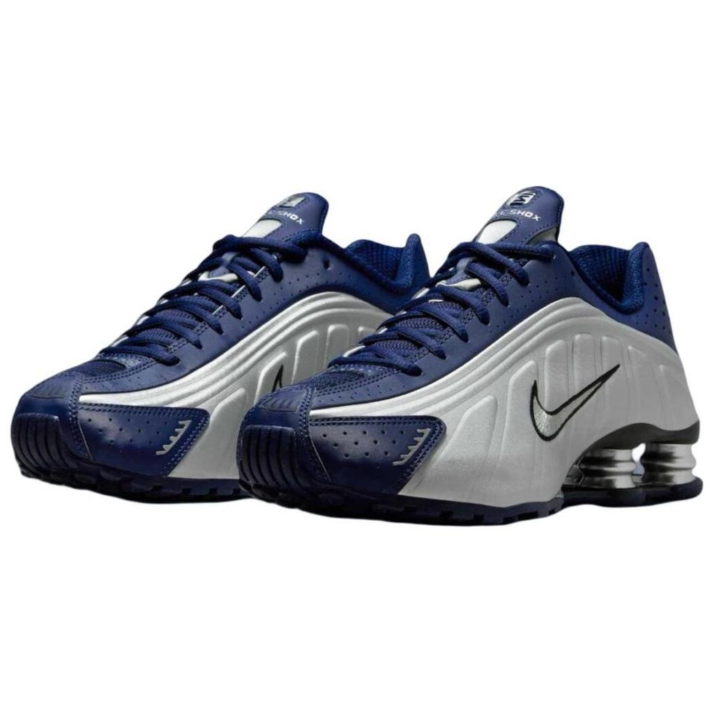 Nike  Shox R4 Blue Void Women Sneakers Metallic-Silver Black AR3565-400