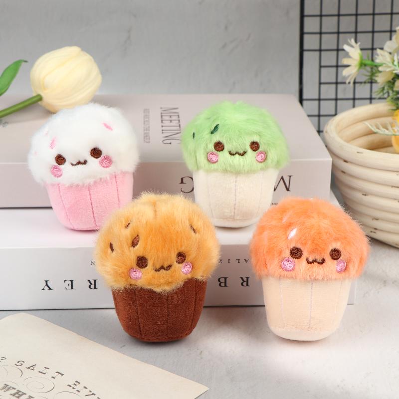 Soft Kawaii Mushroom Plush Keychain Cute Cupcake Teacup Design Mini Keyring Bag Pendant for Girls Daily Use