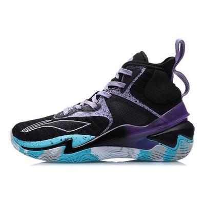Li Ning Pioneer Support High-Top Basketball Shoes Kids Sneakers Black Purple YKBR022-3