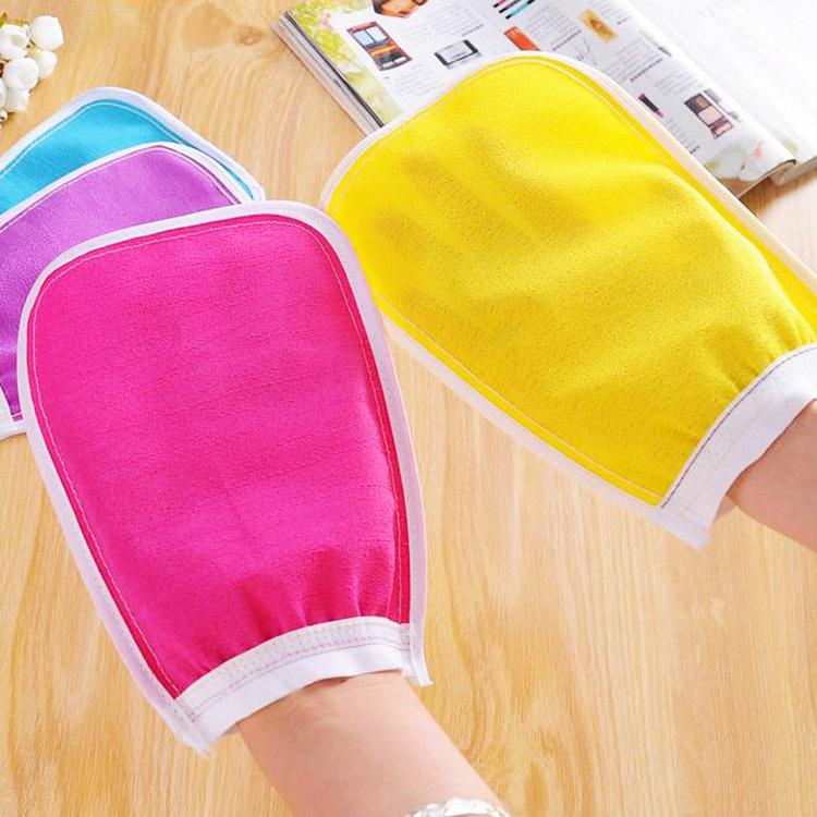 Simple no-rub bath towel, large bath towel, double-sided mud bath towel, back towel, colored bath gloves