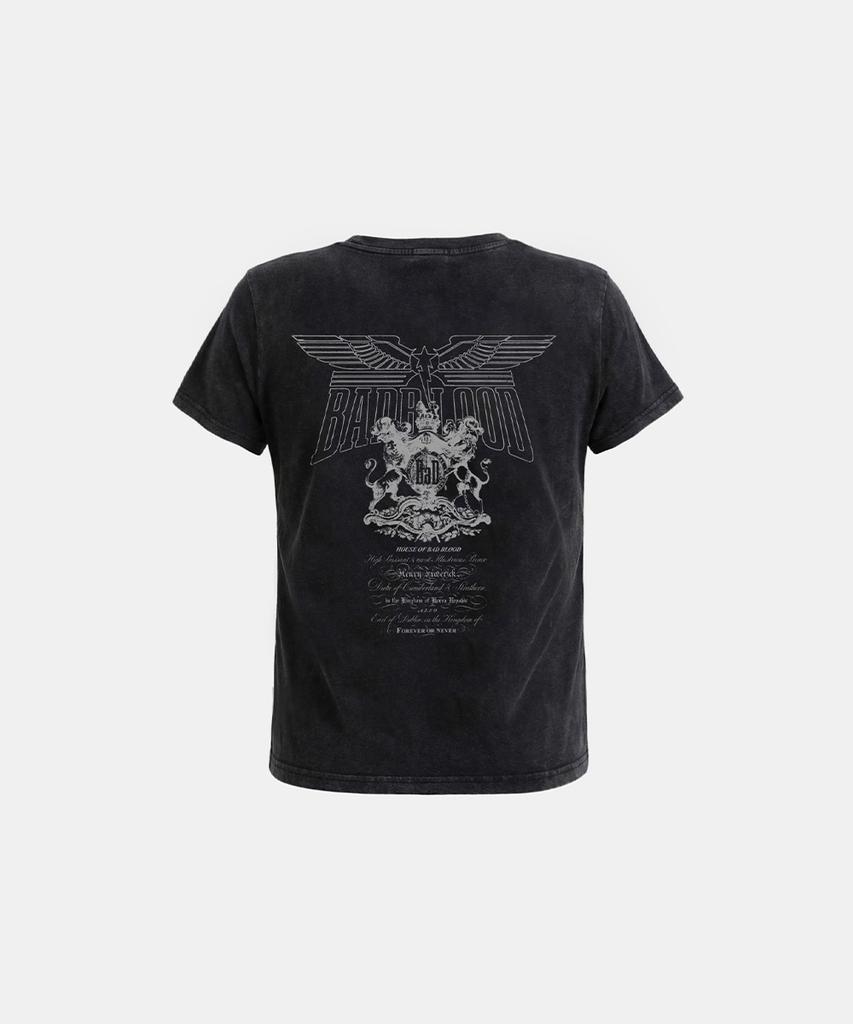 BADBLOOD Lion Crest Print 1/2 T-Shirt - Black
